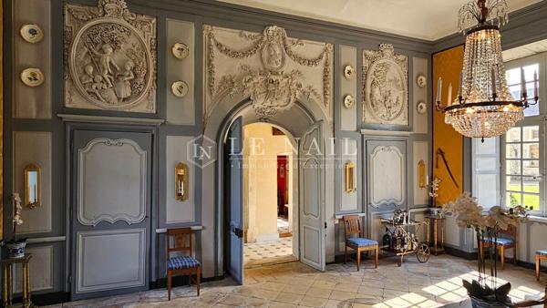 Beau château des XVIIe et XVIIIe siècles, Monument Historique, aux confins du Maine et de l'Anjou