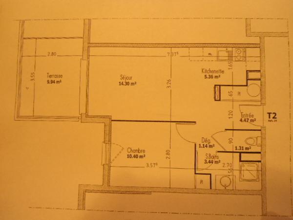 Location appartement 2 pièces de 40.02m²