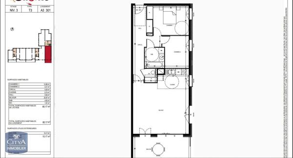 Appartement à vendre 3 pièces 80.17m² Grenoble (38000)