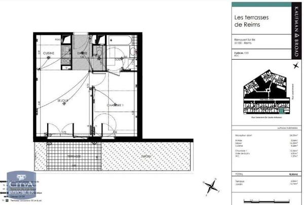 Appartement à louer 2 pièces 42.83m² Reims (51100)
