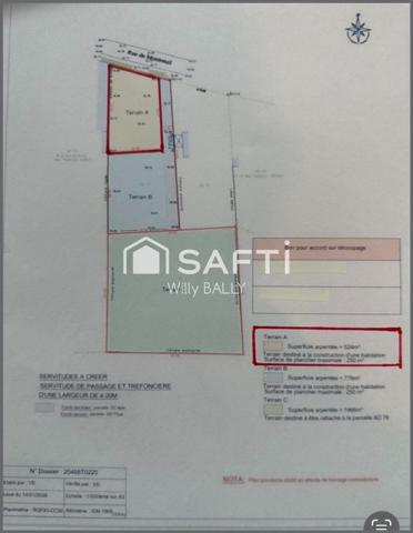 Terrain à bâtir de 524 m2 proche des commodités.