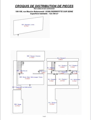 Maison 6 pièces 4 chambres de 123 m2 habitable avec une dépendance de 48 m2 Parcelles 485 m2 Jardin 350 m2