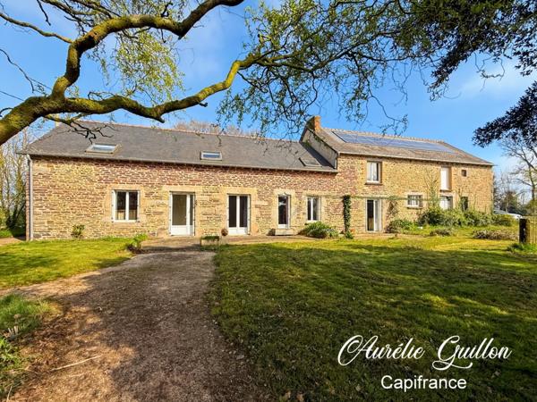 En exclusivité : Charmante longère en pierre avec dépendance et grand terrain de 4 500 m2 arboré, à 5 min de Mauron