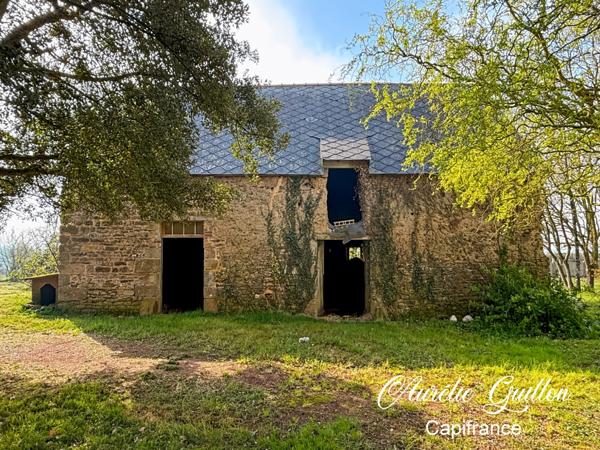 En exclusivité : Charmante longère en pierre avec dépendance et grand terrain de 4 500 m2 arboré, à 5 min de Mauron