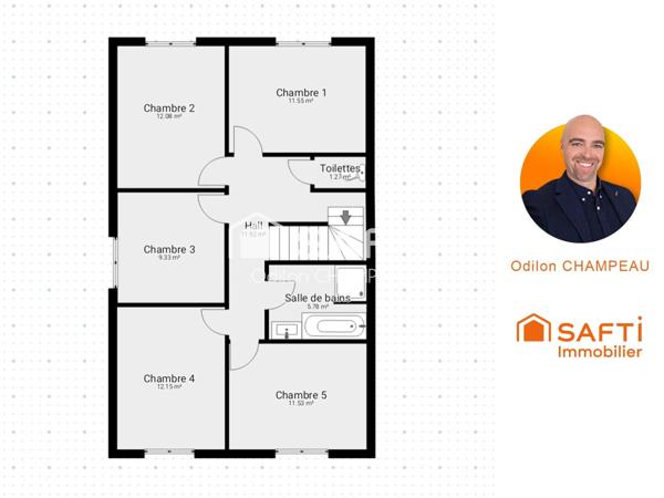Maison 3 faces 130m2 - 5 chambres avec jardin, garage et panneaux solaires.