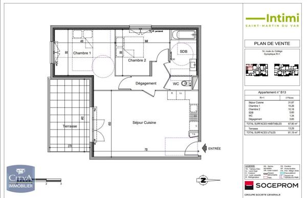Appartement à louer 3 pièces 67.9m²
