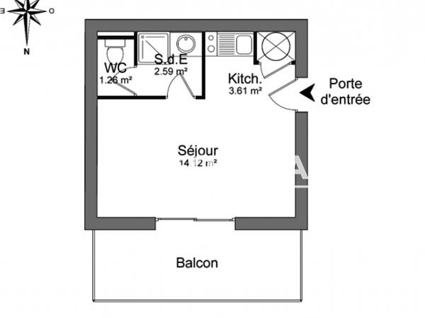 Location Studio 21.58 m² - 6 A 20 RUE VAUX DE FOLETIER La Rochelle 17000