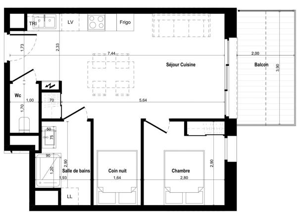 Appartement à vendre 2 pièces 44 m² Isola