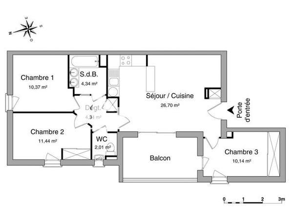 Location Appartement 4 pièces 69.34 m² - 392 RUE LEON BOURGEOIS Beziers 34500