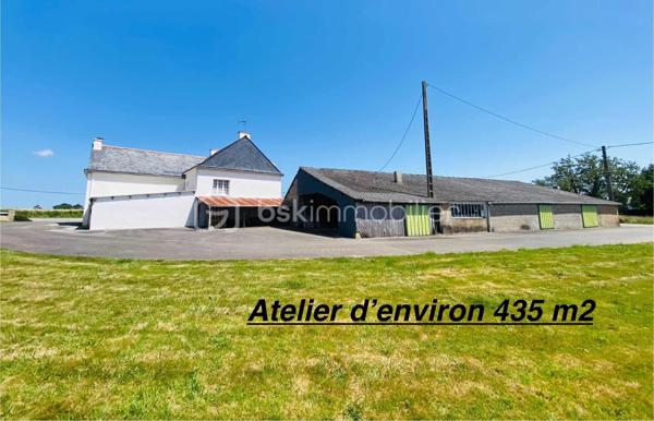 Maison de 154 m² avec atelier de 435 m² sur un terrain d'environ 3 000 m²
Découvrez cette maison de style Néo-bretonne d'environ 154 m² habitables , implantée sur un vaste terrain de 3 000 m², agrémenté d'un grand jardin. Cette propriété offre également un atelier d'environ 435 m², anciennement utilisé comme atelier d'artisan, offrant de nombreuses possibilités d'aménagement ou d'exploitation professionnelle.

Le bien se compose comme suit :
Sous-sol :
- Chaufferie,
- Buanderie,
- Deux garages
- Une Cave.

Rez-de-chaussée :
- Salon / séjour lumineux,
- Cuisine indépendante,
- Deux chambres, dont une avec salle d'eau privative.

Étage :
- Palier desservant trois grandes chambres,
- Pièce de rangement,
- Salle de bains avec WC,
- Grenier.

Prestations complémentaires :
- Assainissement individuel
- Chauffage au fioul.

Ce bien aux beaux volumes et au fort potentiel nécessitera une enveloppe travaux afin de le réhabiliter et de le mettre au goût du jour. 
Il conviendra parfaitement à un artisan, à une activité nécessitant un grand espace de stockage ou à un projet de réaménagement selon vos besoins.

Une opportunité rare offrant de multiples possibilités sur un environnement spacieux et verdoyant.