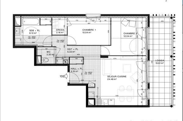 Appartement  3 pièce(s) 69 m2