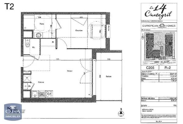 Appartement à louer 2 pièces 40.61m² Mondonville (31700)