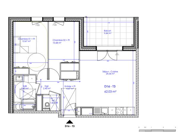 Appartement Sciez 3 pièces 62.03 m2