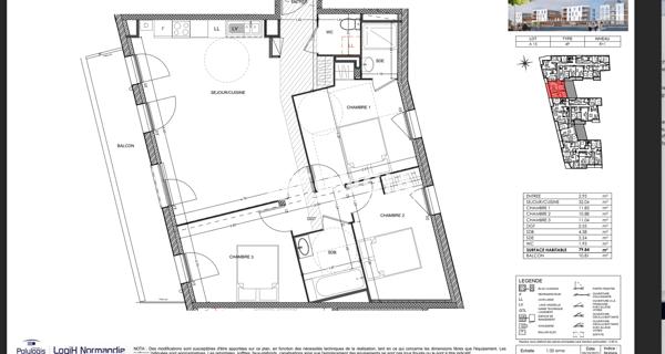 Location Appartement 4 pièces 79.84 m² - Louviers 27400