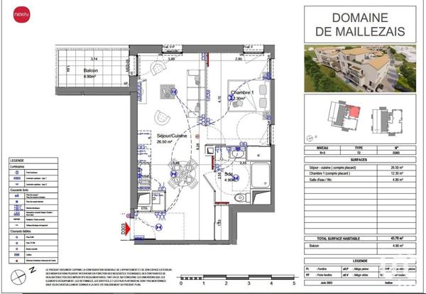 Appartement 2 pièces de 43 m² à Nieul-sur-Mer (17137)