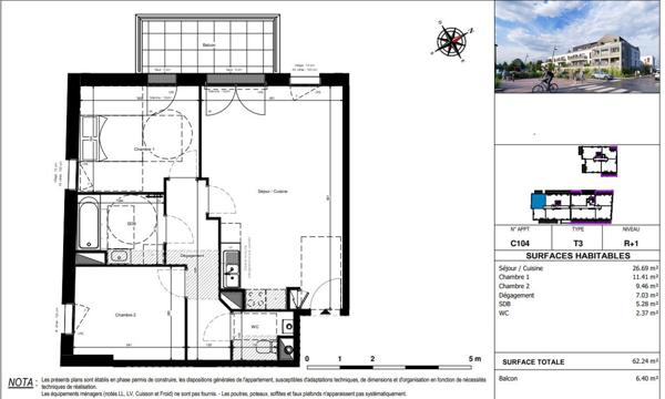 A VENDRE Appartement de type 3 Disponible de suite en plein bourg de Saint Sylvain d'Anjou