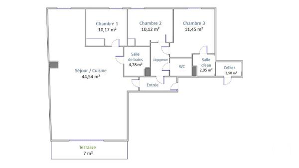 Appartement F4 à vendre  4 pièces - 92,19 m2 COLOMBES - 92
