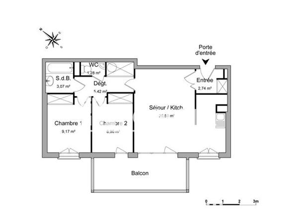 Location Appartement 3 pièces 56.14 m² - 6 RUE GALILLE Strasbourg 67200