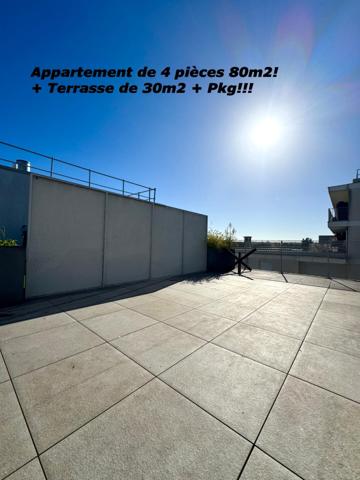 Magnifique appartement de 4 pièces de 80m2 + Terrasse de 30m2 + Pkg!