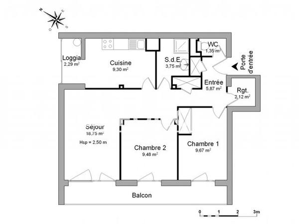 Location Appartement 3 pièces 60.29 m² - ALLEE ALBENIZ Marseille 13008