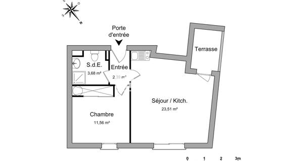 Location Appartement meublé 2 pièces 41.14 m² - Marseille 13009
