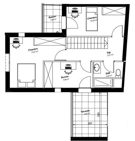 Appartement Duplex à vendre  4 pièces - 82,71 m 2   CHAMPS SUR MARNE  - 77