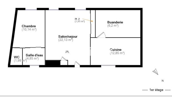 Appartement 2 pièces - 60 m²