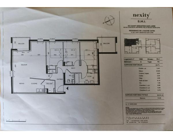 APPARTEMENT T4 - 83 M² - 3 CHAMBRES - 2 BALCONS