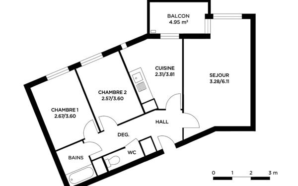 Appartement à vendre    3 pièces • 60,17 m2 Strasbourg