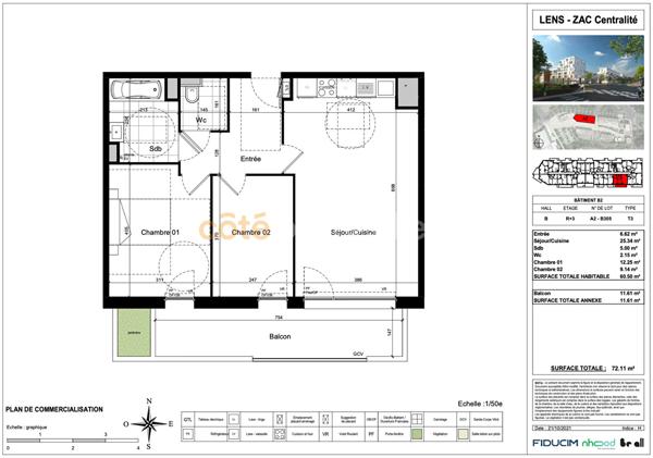 Location
                Appartement60,5 m² - 3 Pièces -
                    LENS (62300)