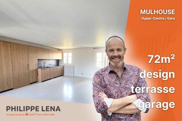 F3 design, 72 m², 2 chambres, hyper-centre / gare