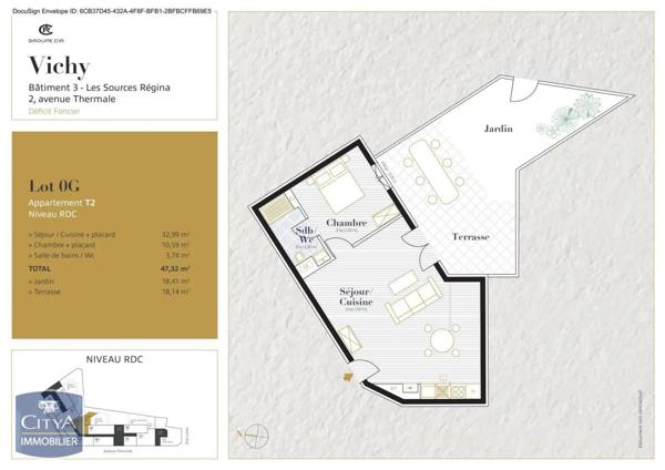 Appartement à louer 2 pièces 47.32m²