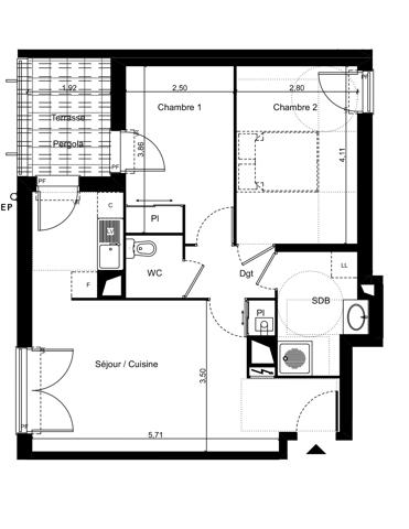 Appartement à vendre 3 pièces 57 m² L'Union