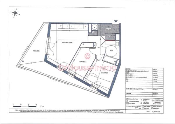 Appartement à louer 3 pièces de 62 m²