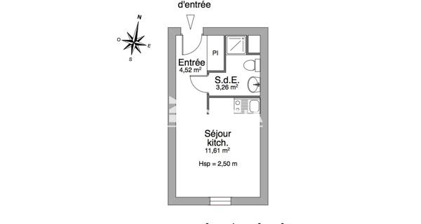 Location Studio 19.39 m² - Clermont-ferrand 63000