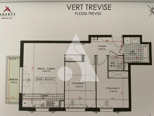 Appartement 3 pièces 60.61 m2