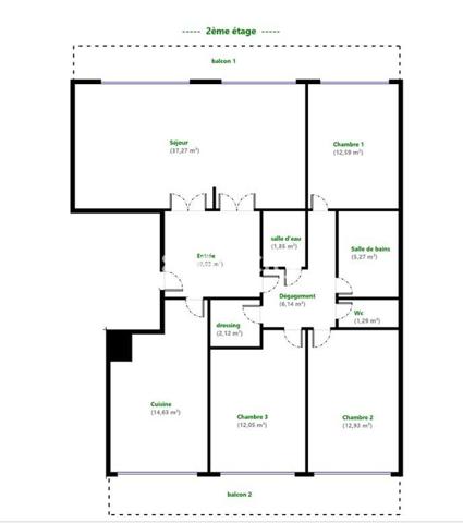 Appartement
         5 pièces
        - 115 m²
