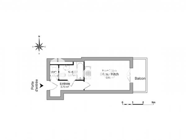 Location Studio 21.22 m² - ENTREE A Orleans 45000