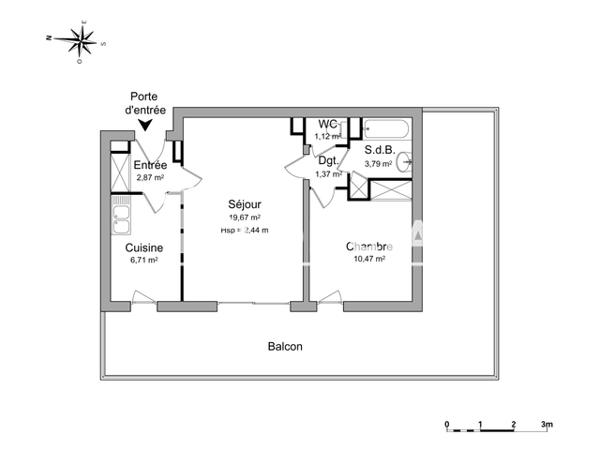 Location Appartement 2 pièces 46 m² - 116 AVENUE DES CAILLOLS Marseille 13012