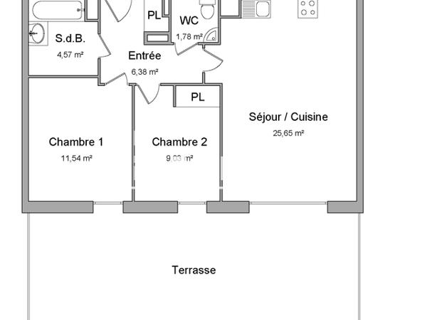 Location Appartement 3 pièces 58.95 m² - 263 ROUTE DE LA WANTZENAU Strasbourg 67000