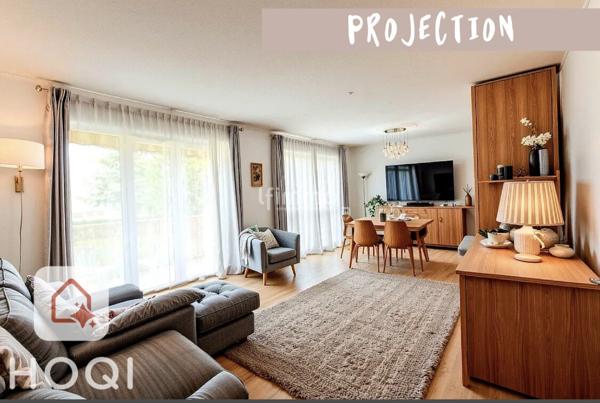 Appartement traversant 4 pièces 95m², balcon, garage et cave