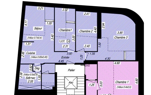 Appartement 3 pièces en dernier étage