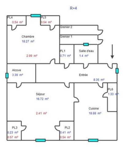 Saint Etienne 42100 secteur paisible bas du Cours Fauriel Appartement 70m² habitables 1 chambre 2 GRENIERS 2 CAVES