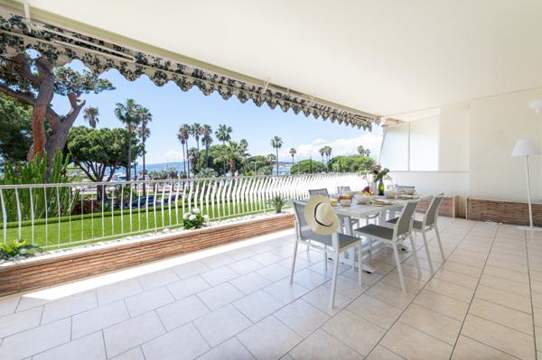 Cannes Croisette : Dans résidence de prestige, 4 pièces, grande terrasse vue mer et annexe
