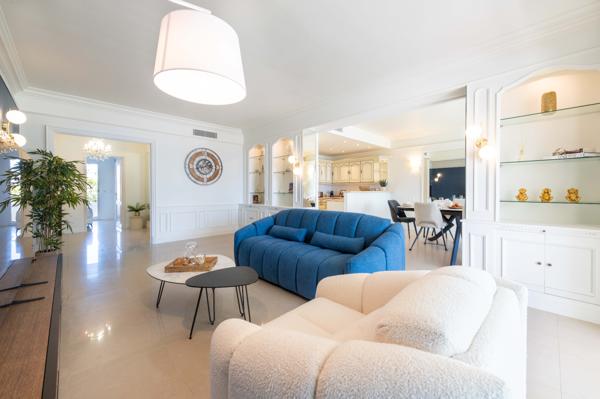 Cannes Croisette : Dans résidence de prestige, 4 pièces, grande terrasse vue mer et annexe