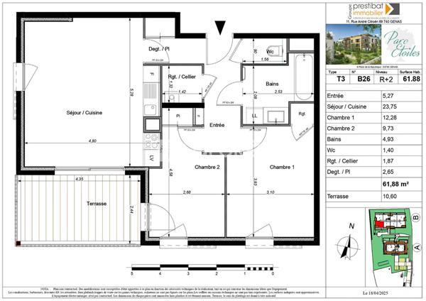 Achat appartement Genay - 3 pièce(s) - 62 m² - 325 000 €