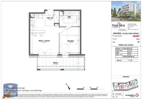 Appartement à louer 2 pièces 44.5m²