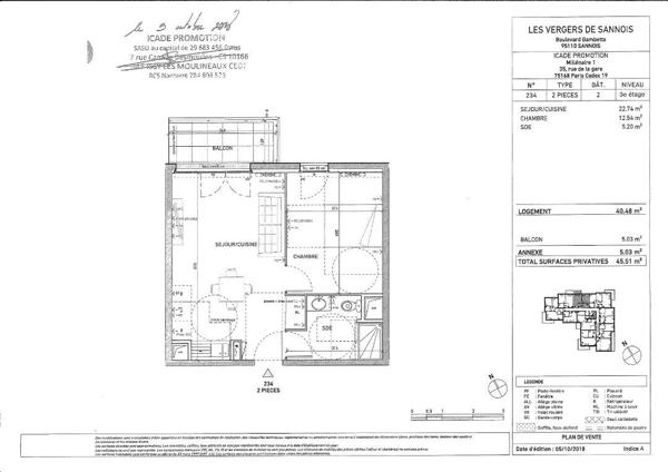 Appartement- SANNOIS - 2 pièces - 40,48 m2