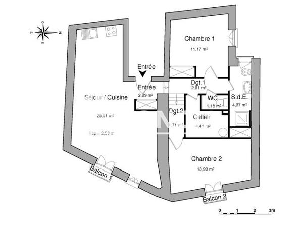 Location Appartement 3 pièces 72.48 m² - 1 PLACE GENERAL DE GAULLE Carcassonne 11000