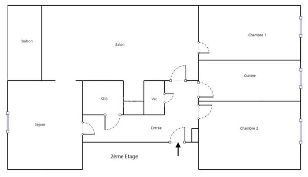 Appartement 4P de 69m² à rénover- 2° étage - balcon sur cour